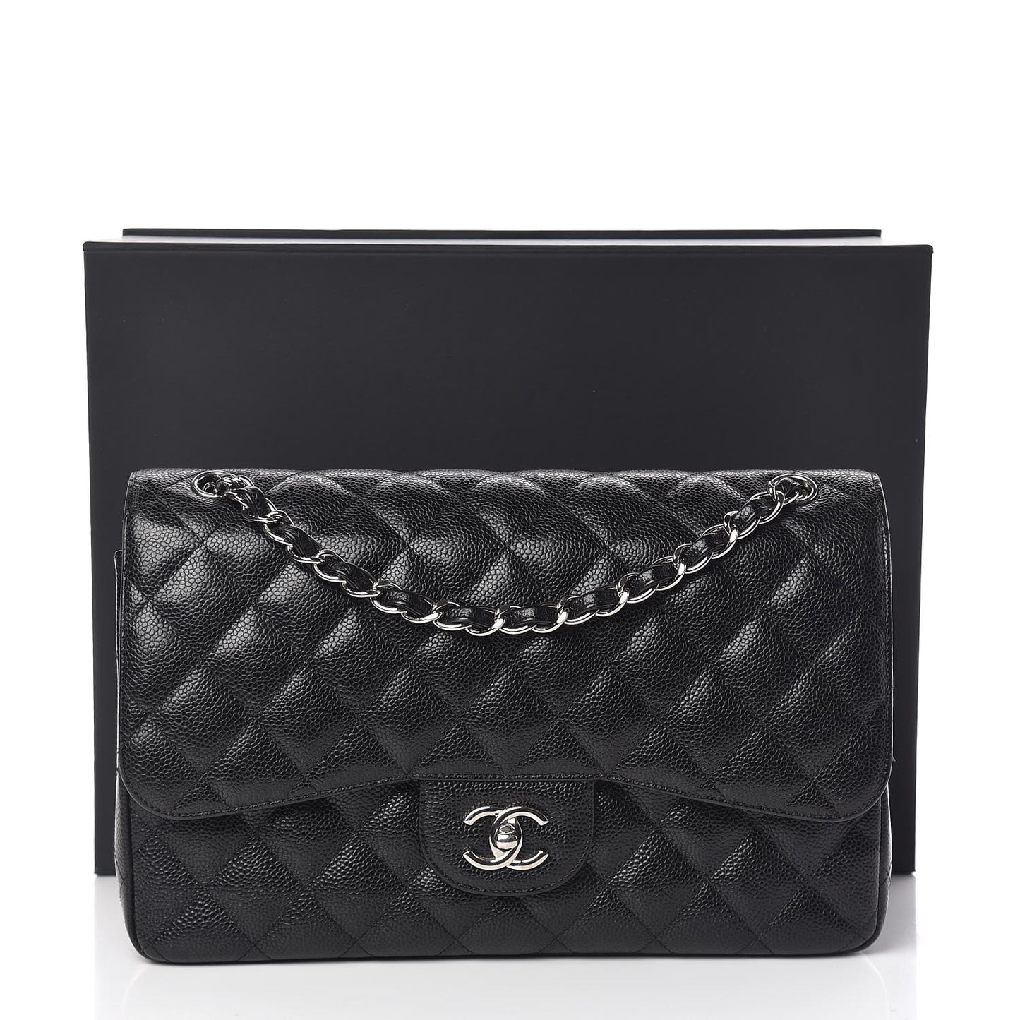 Caviar Quilted Jumbo Double Flap Black