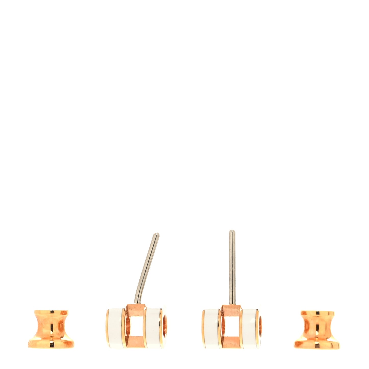 Rose Gold Lacquered Mini Pop H Earrings White