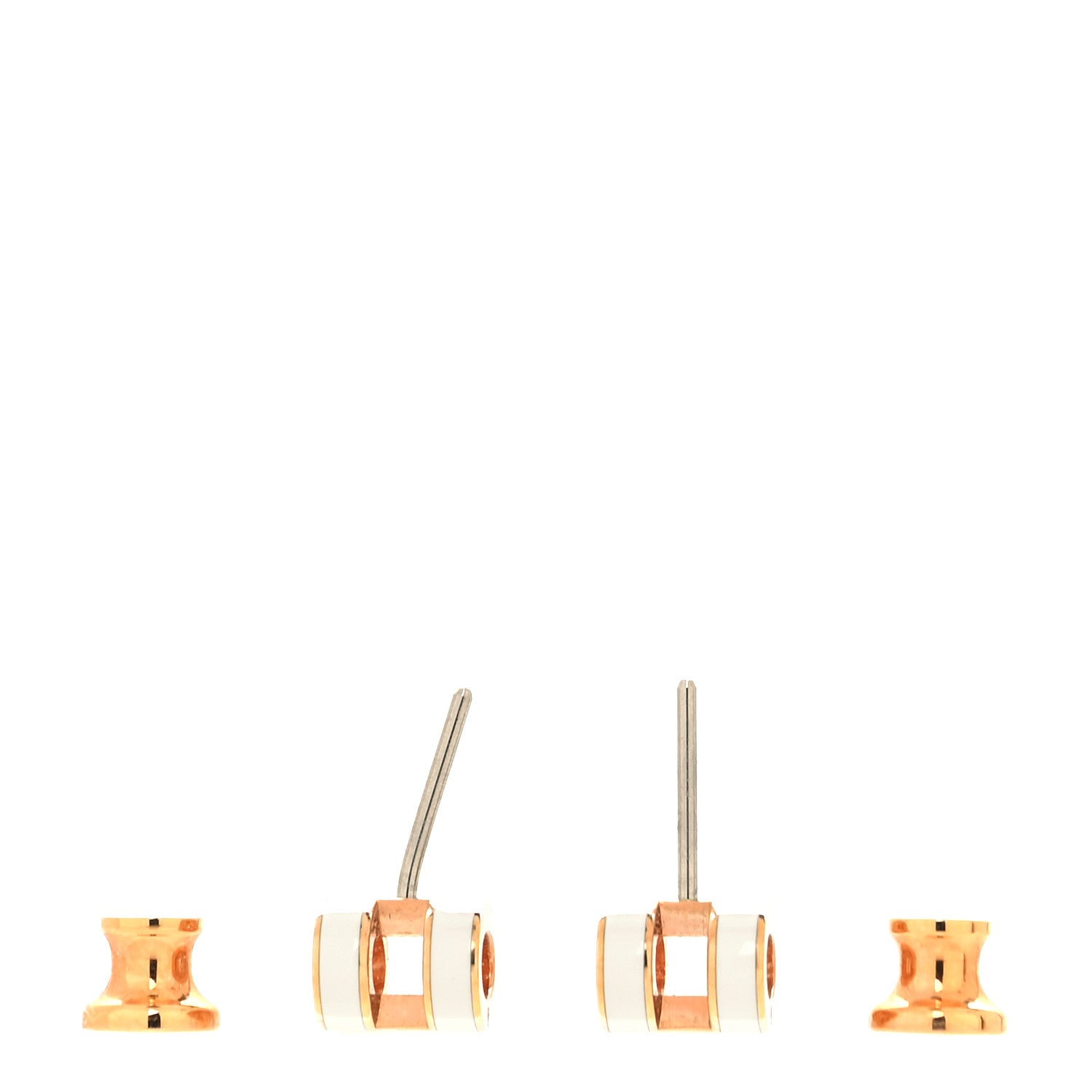 Hermes Rose Gold Lacquered Mini Pop H Earrings White 3 of 5