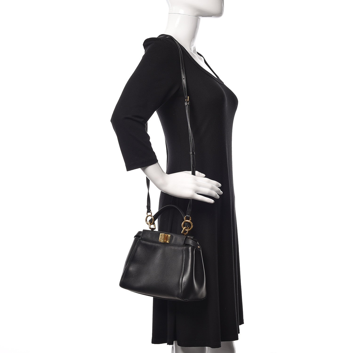 Fendi Nappa Mini Peekaboo Iconic Satchel Black 2 of 11