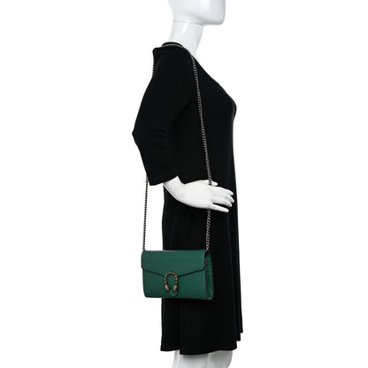 Gucci Calfskin Mini Dionysus Chain Wallet Emerald 2 of 11