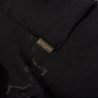 Louis Vuitton Silk Polyamide Sheer Monogram Scarf Black 3 of 3