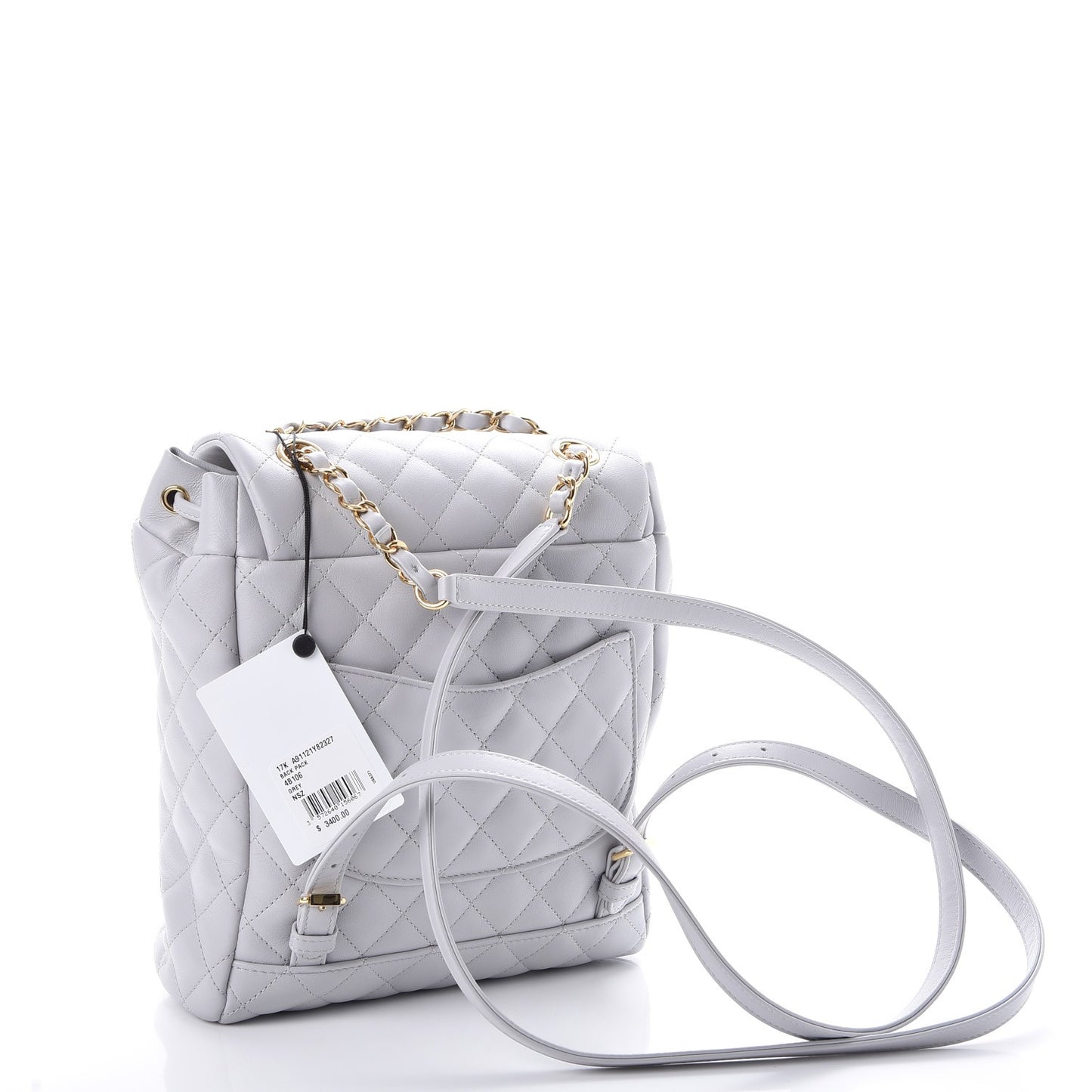 Calfskin Quilted Small Urban Spirit Backpack Light Grey