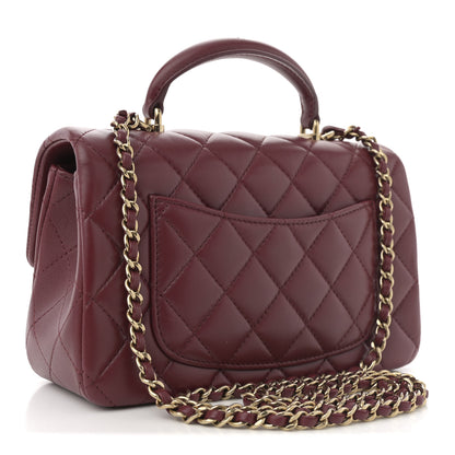 Chanel Lambskin Quilted Mini Top Handle Rectangular Flap Burgundy 4 of 23