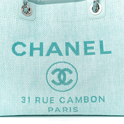 Chanel Woven Straw Raffia Small Deauville Tote Turquoise 10 of 10