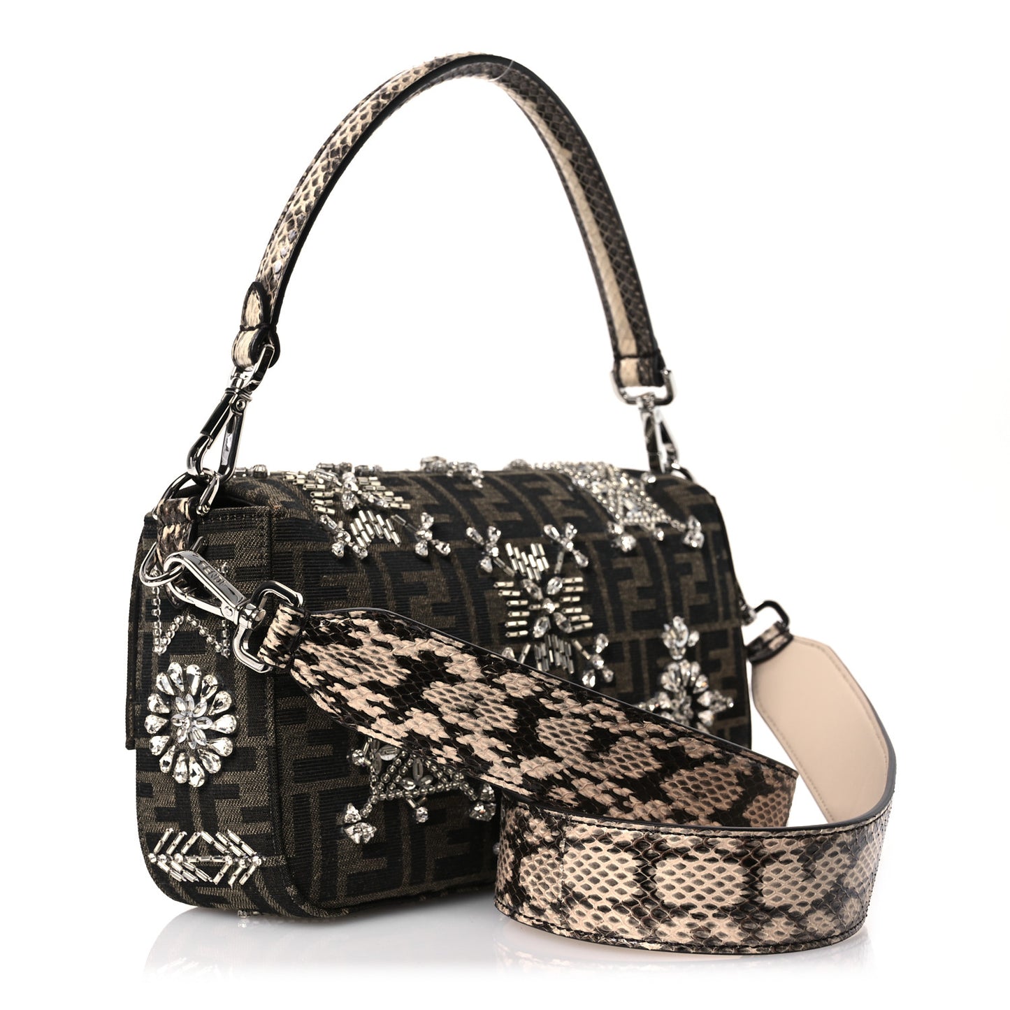 Re-Edition Elaphe Fabric Jacquard FF 1974 Embroidered Baguette Multicolor