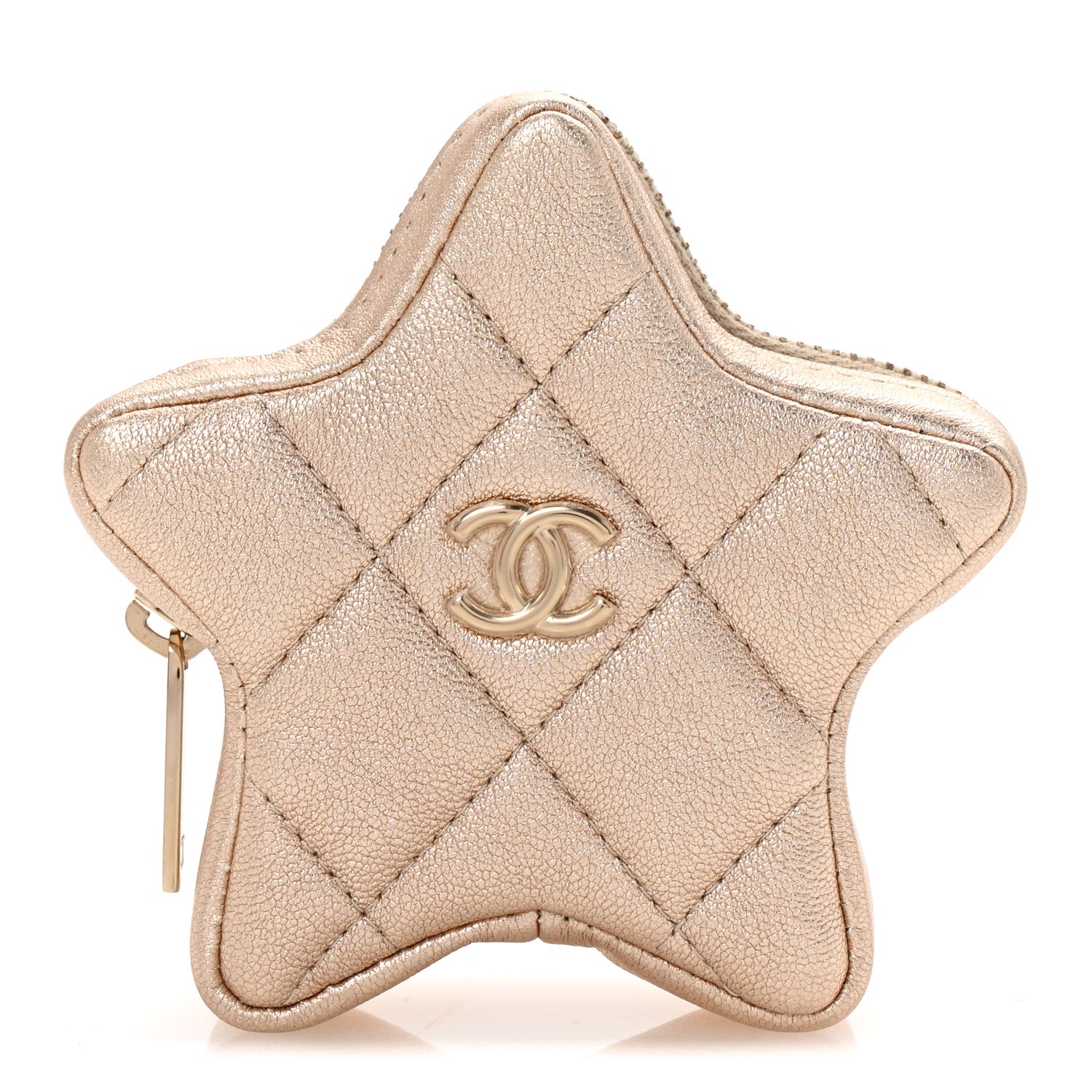 Chanel Metallic Lambskin Walk Of Fame Star Clip On Coin Purse Gold 1 of 8