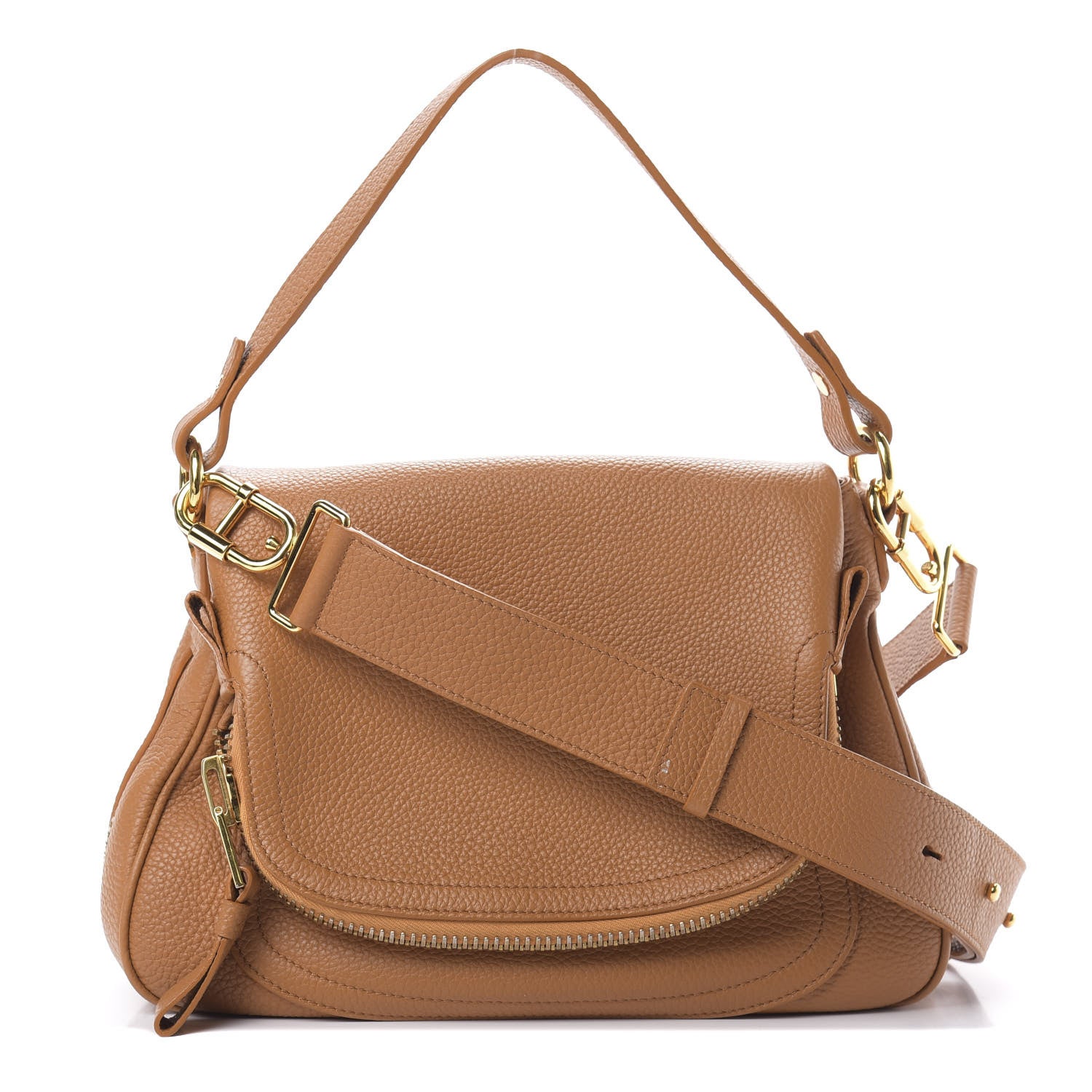 Tom Ford Pebbled Calfskin Medium Jennifer Crossbody Whiskey 1 of 12