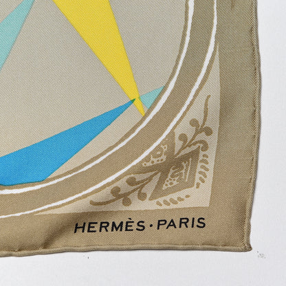 Hermes Silk Jeu De Soie Scarf 90 Mastic Bleu Multicolore 3 of 6