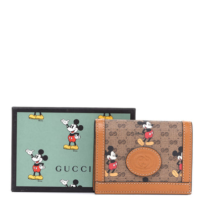 Gucci X DISNEY Mini Vintage GG Supreme Monogram Mickey Mouse Card Holder Wallet Beige Vintage Sun Oil 8 of 8