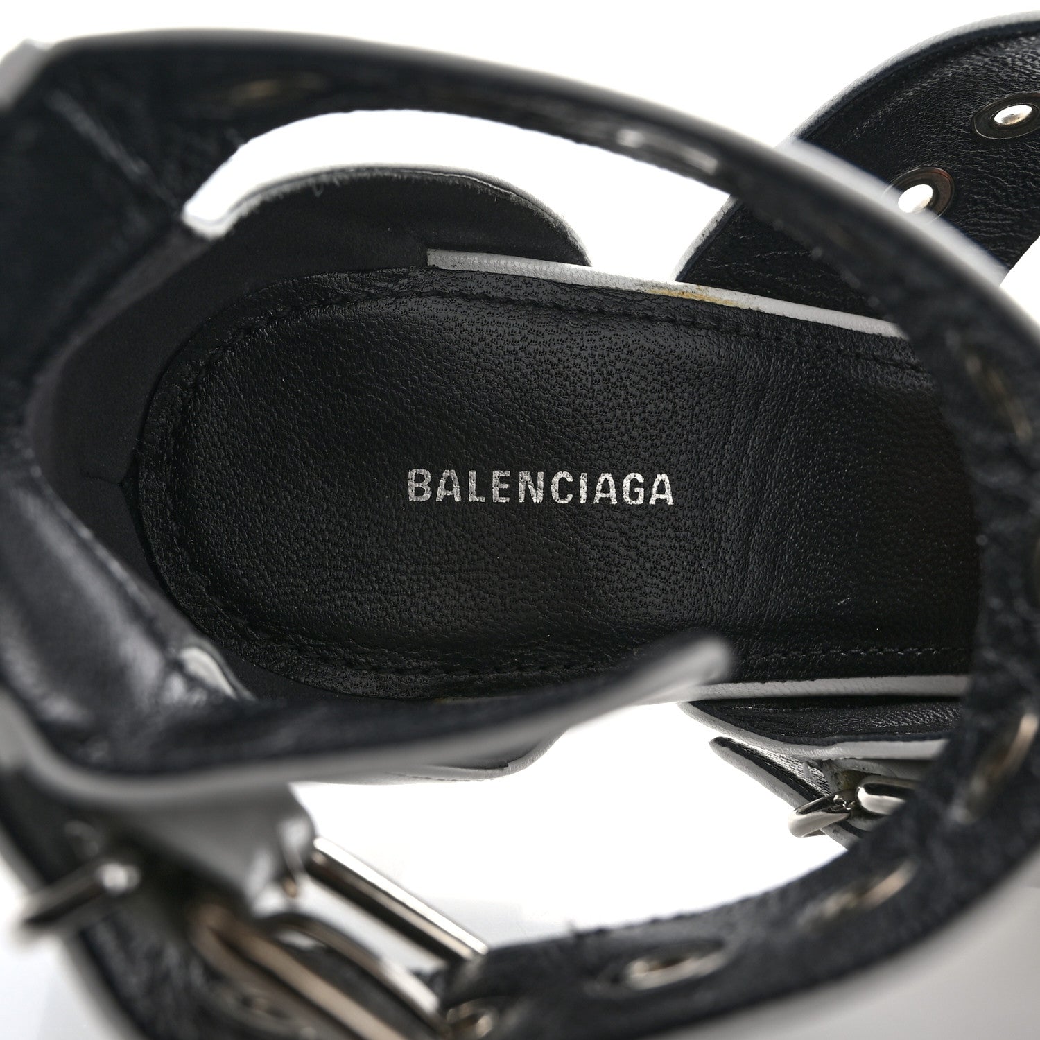 Balenciaga Shiny Kidskin Point Toe Buckle Pumps 37.5 White 7 of 11