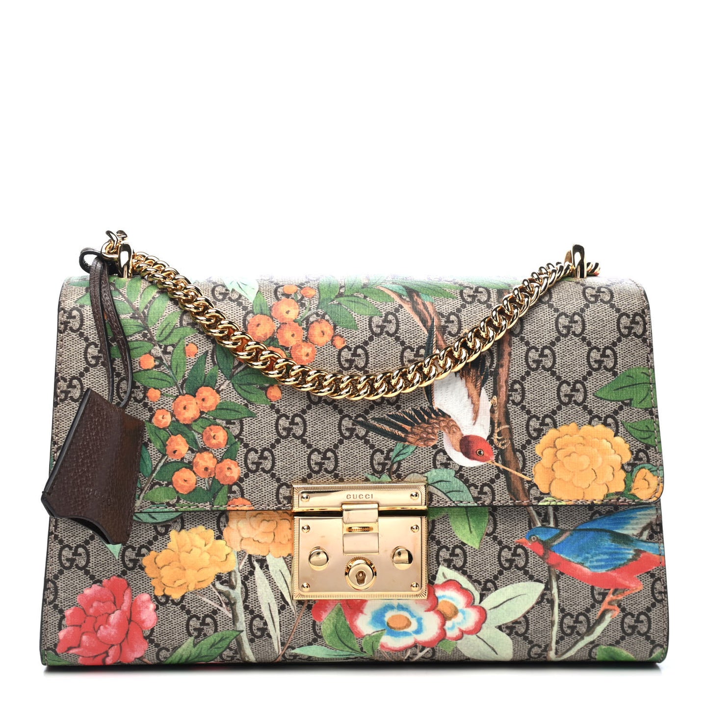 GG Supreme Monogram Tian Medium Padlock Shoulder Bag Beige Multicolor New Acero