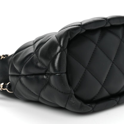 Chanel Lambskin Quilted Pearl Bucket Bag Black 9 of 10