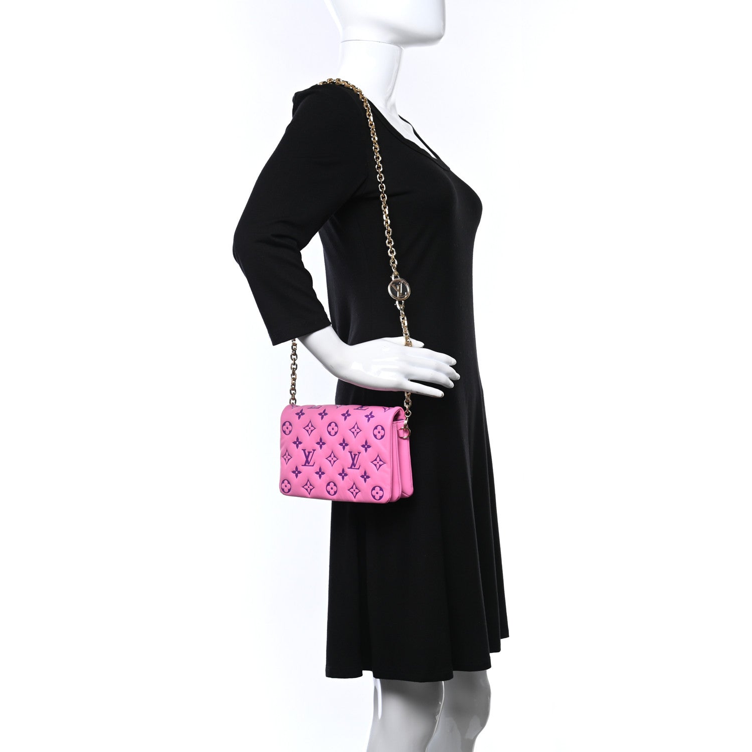 Louis Vuitton Lambskin Embossed Monogram Vuittamins Pochette Coussin Rose Violet 2 of 9
