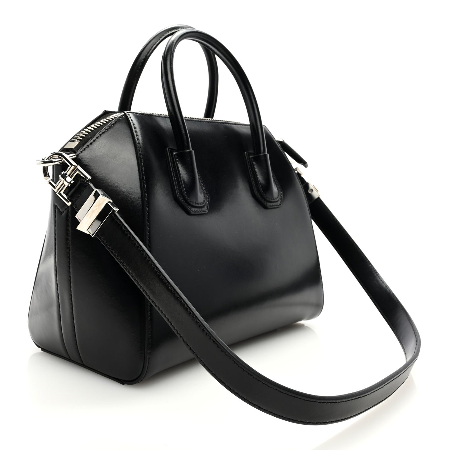 Shiny Lord Calfskin Small Antigona Black
