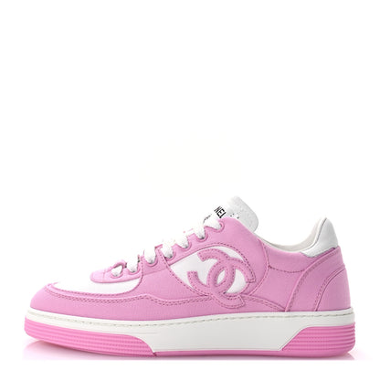 Chanel Cotton Sneakers 37 Pink White 1 of 9