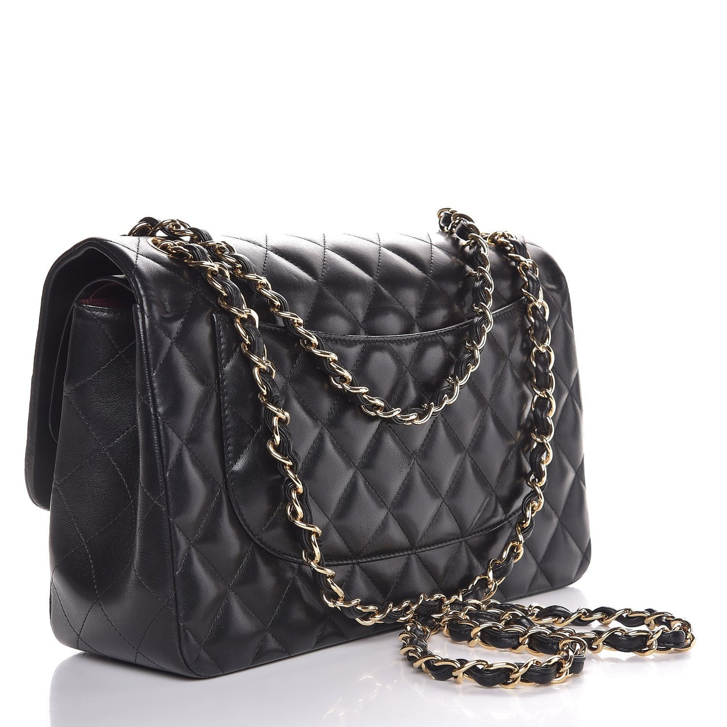 Lambskin Quilted Jumbo Double Flap Black