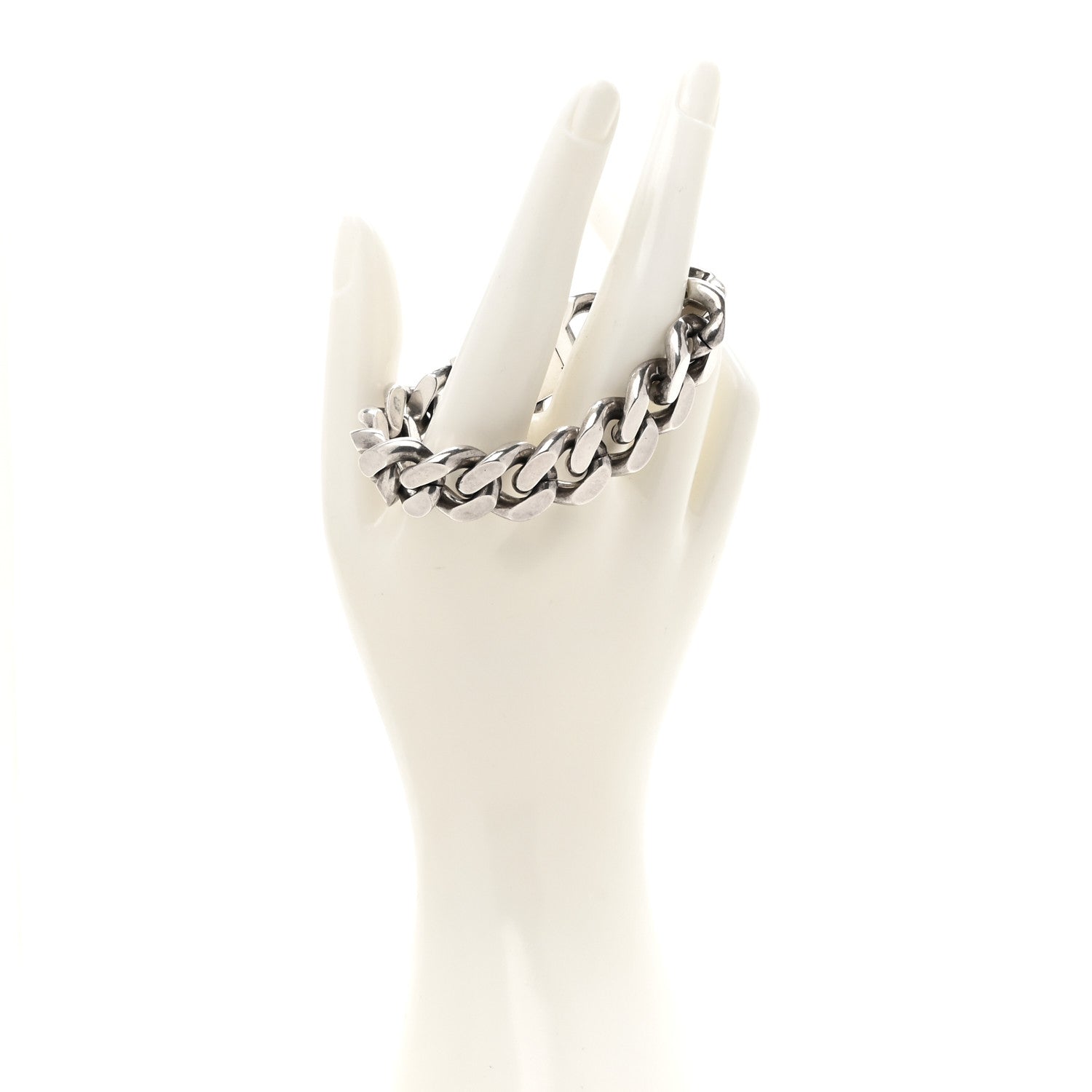 Saint Laurent Metal Curb Chain Bracelet Oxidized Silver 2 of 4