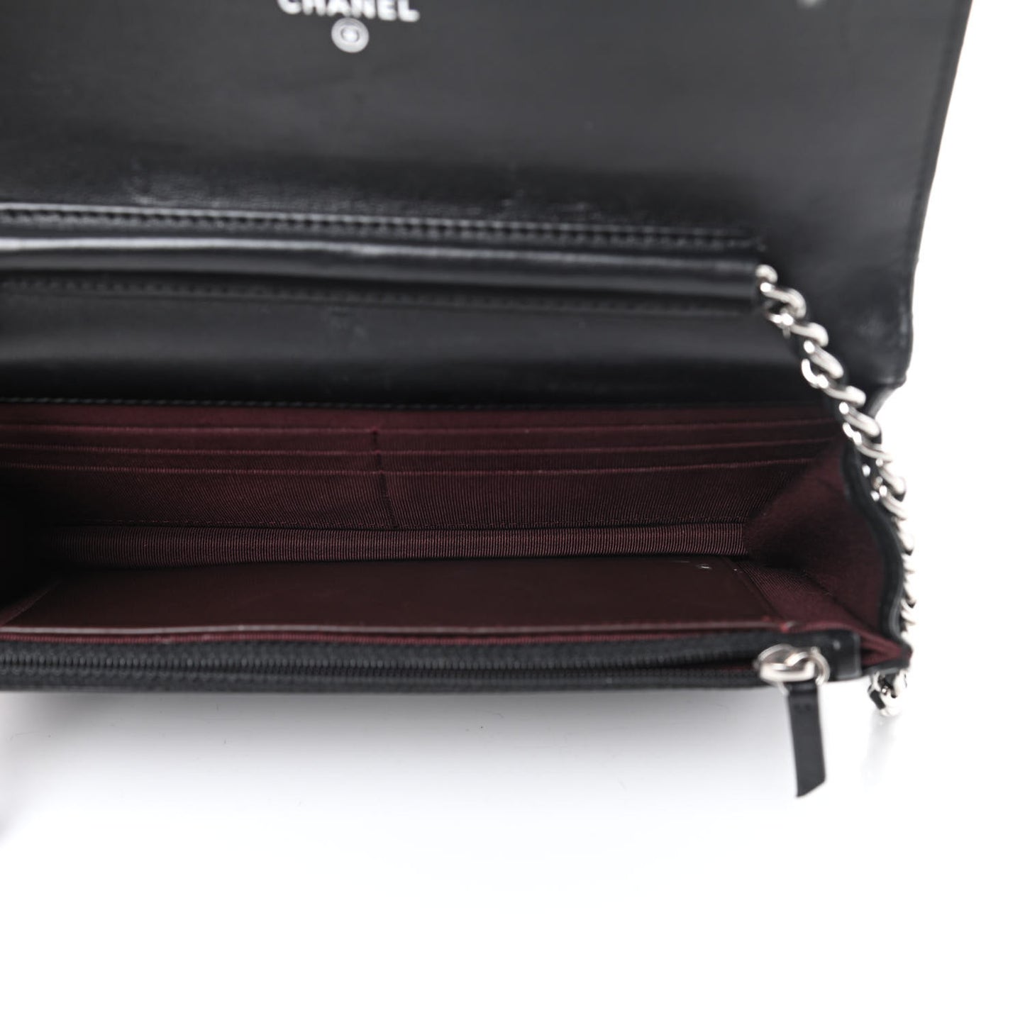 Lambskin Quilted Wallet On Chain WOC Black