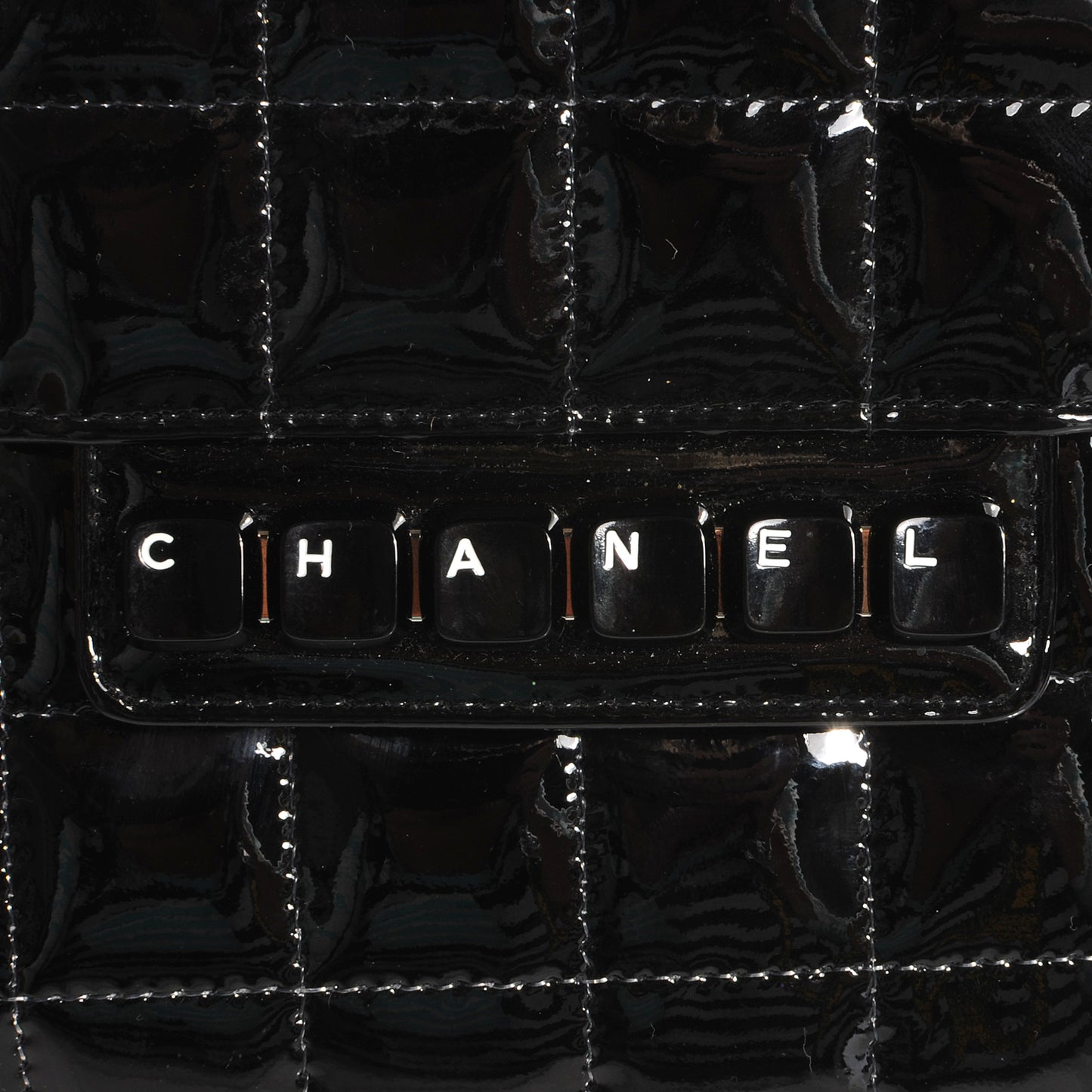 Patent Chocolate Bar Quilted Computer Keys Flap Black