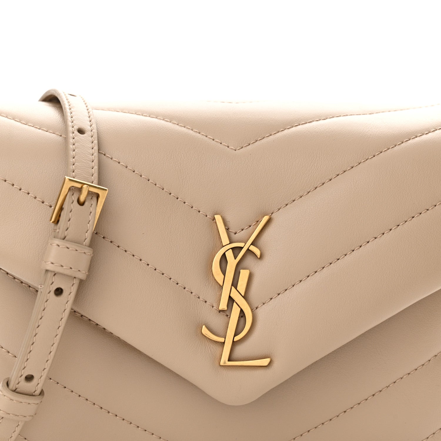 Saint Laurent Calfskin Y Quilted Monogram Toy Loulou Crossbody Bag Dark Beige 7 of 10