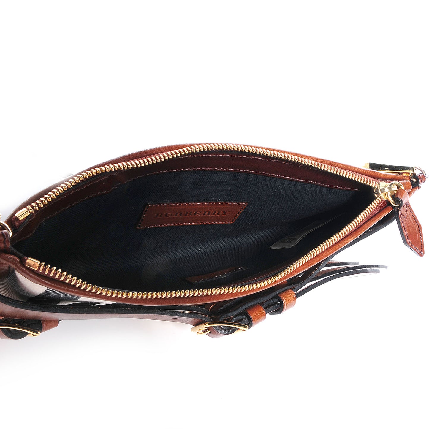 House Check Bridle Calfskin Mini Parmoor Clutch Bag Dark Tan