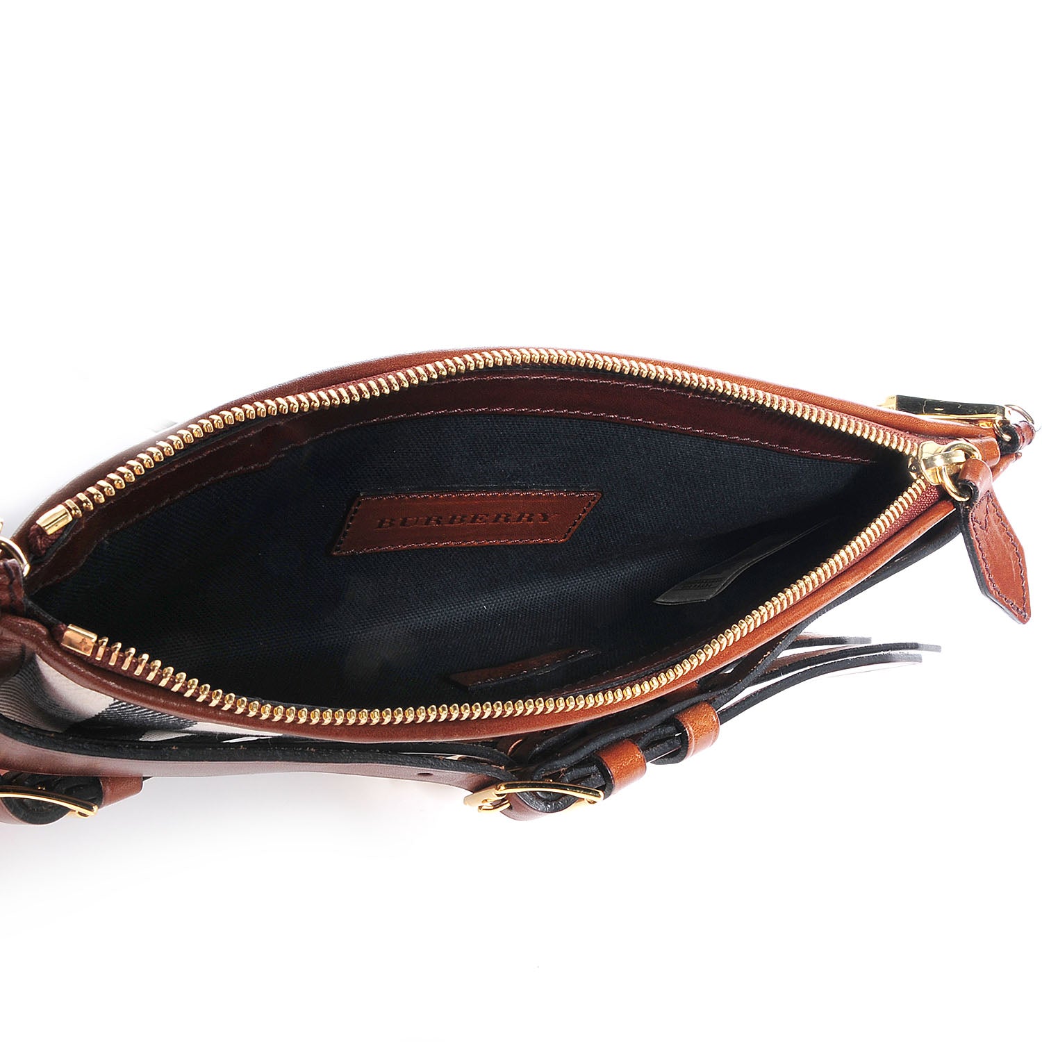 Burberry House Check Bridle Calfskin Mini Parmoor Clutch Bag Dark Tan 5 of 9