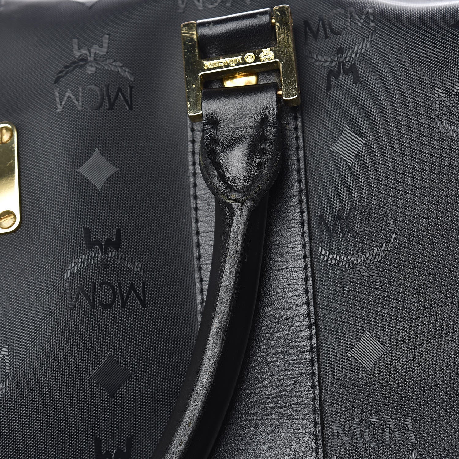 MCM Monogram Coated Canvas Weekender Black 14 of 18