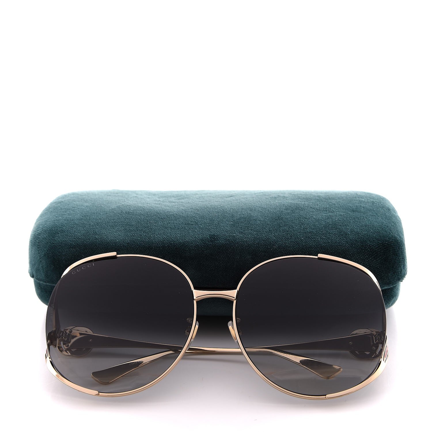 Gucci Metal Oversized Round Frame GG0225S Sunglasses Gold 9 of 9