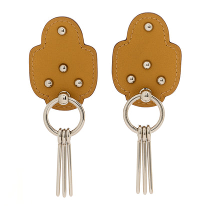 Hermes Palladium Swift Studded Carnaby Drop Earrings Natural Sable 1 of 4