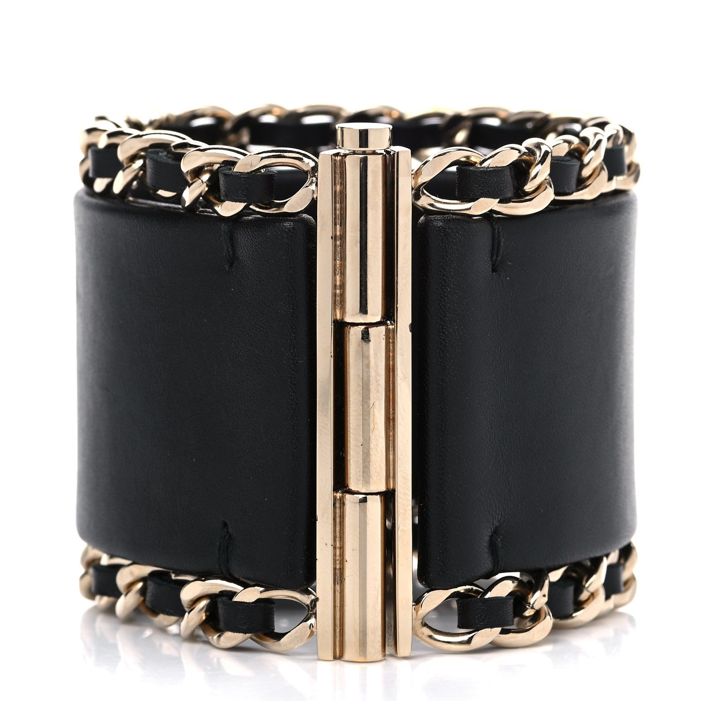 Lambskin Chain CC Cuff Black Gold