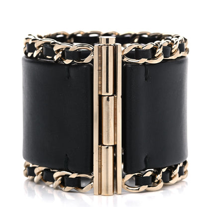 Chanel Lambskin Chain CC Cuff Black Gold 3 of 13