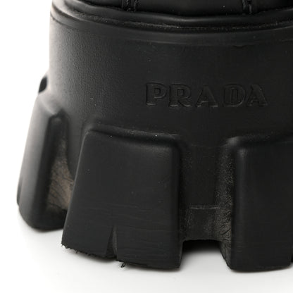 Prada Spazzolato Rois Re-Nylon Metal Triangle Logo Mens Monolith Pouch Pocket 60mm Combat Boots 7 Black 12 of 13