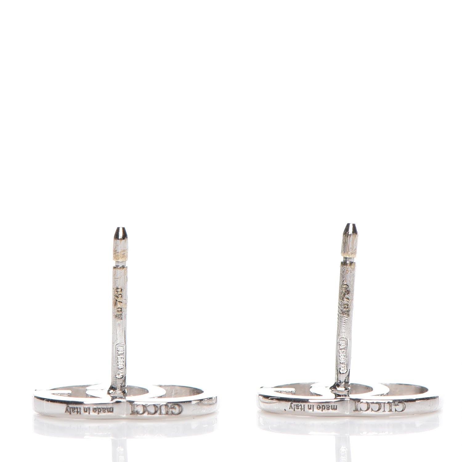 Gucci 18K White Gold GG Tissue Stud Earrings 6 of 8