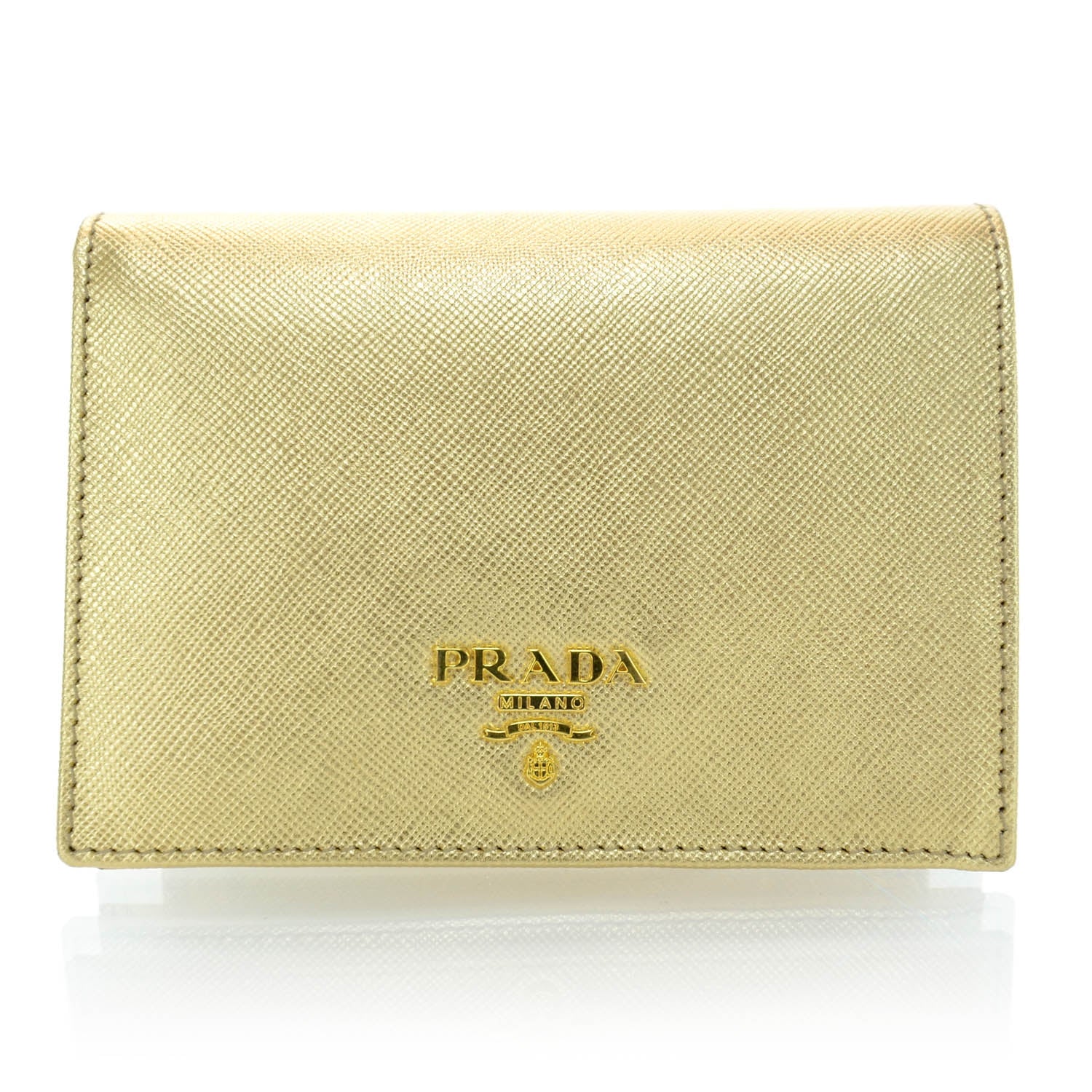 Prada Saffiano Metal Bi-Fold Wallet Platino 1 of 9