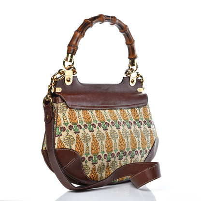 Gucci Canvas Pigna Print Peggy Bamboo Top Handle Bag Brown 3 of 13