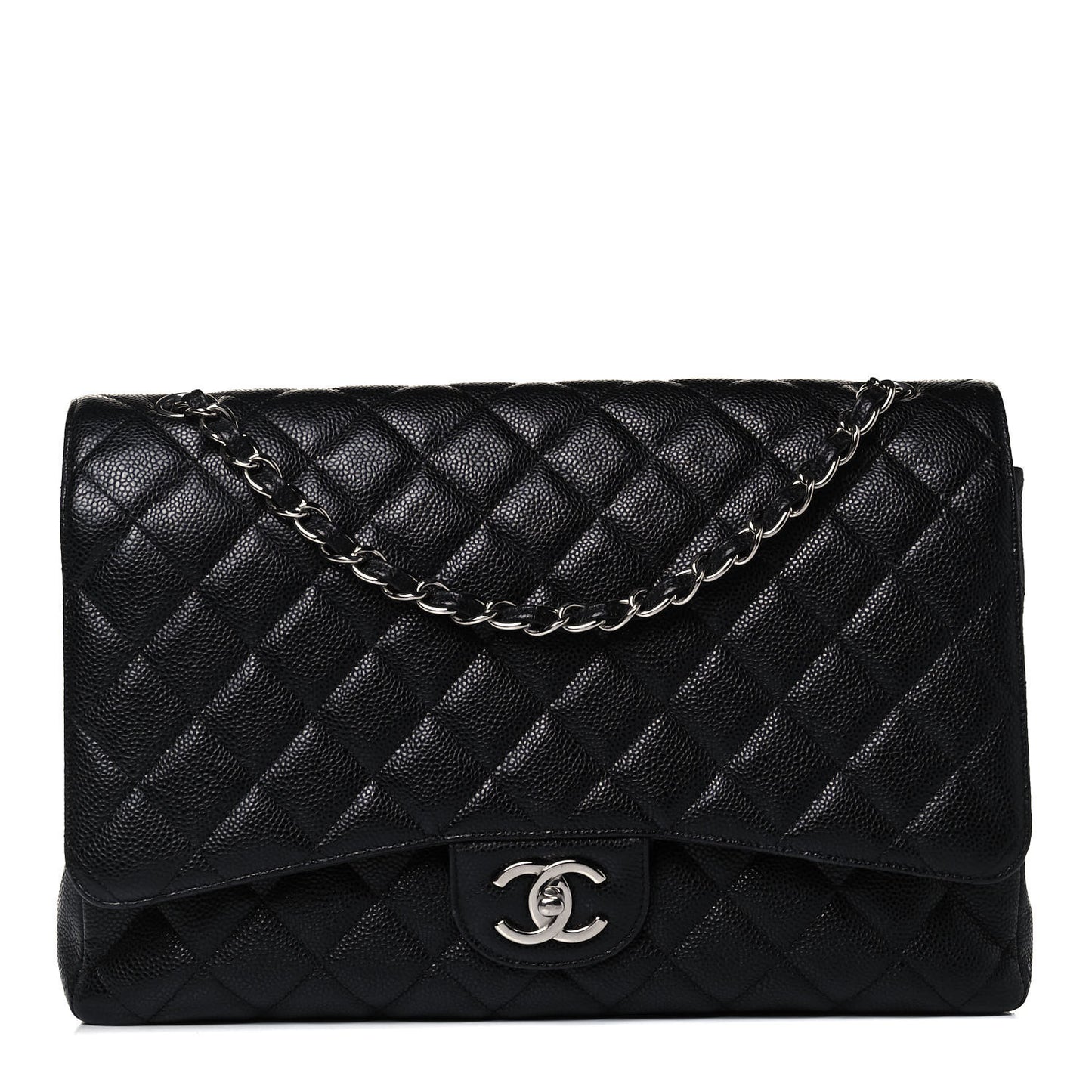Caviar Quilted Maxi Double Flap Black