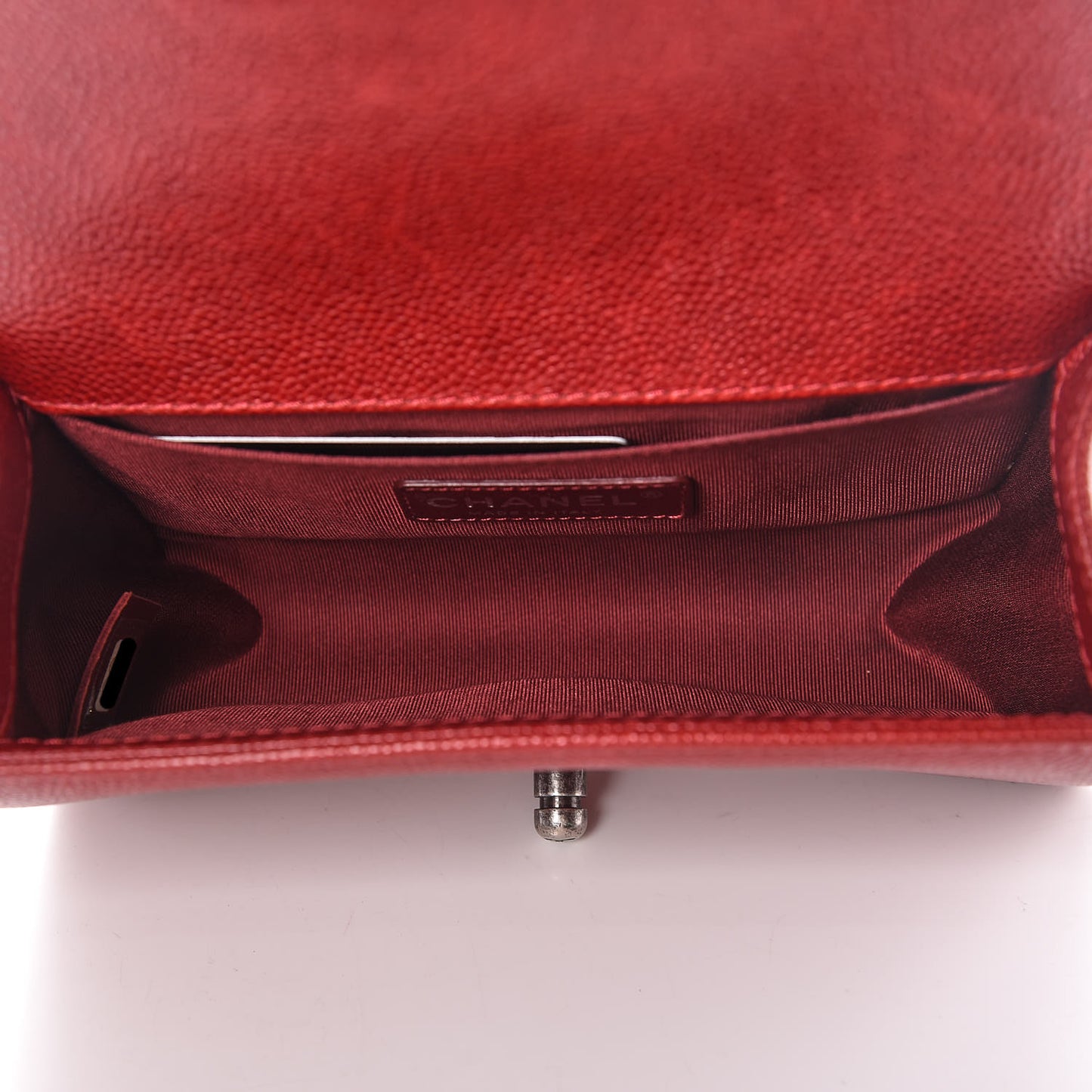 Caviar Quilted Small Boy Flap Dark Red