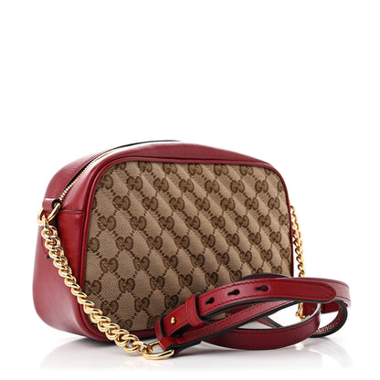 Gucci Monogram Azalea Calfskin Matelasse Diagonal Small GG Marmont Chain Shoulder Bag Beige Ebony New Cherry Red 3 of 12