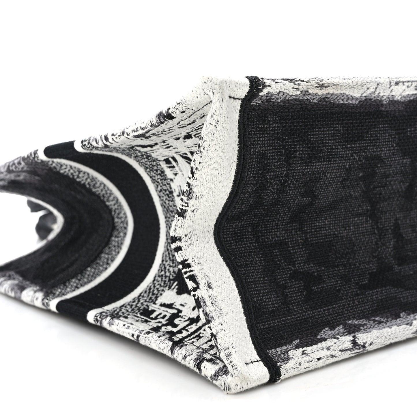 Canvas Embroidered Medium New York Book Tote Black White