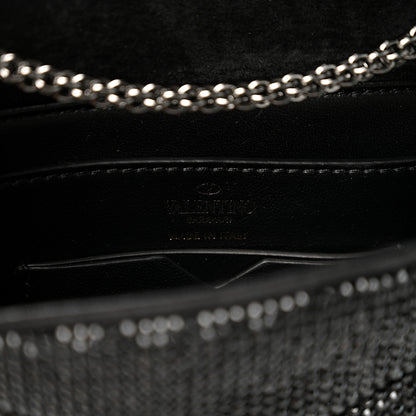 Valentino Garavani Crystal Suede Embellished Small One Stud Clutch With Chain Black 6 of 10