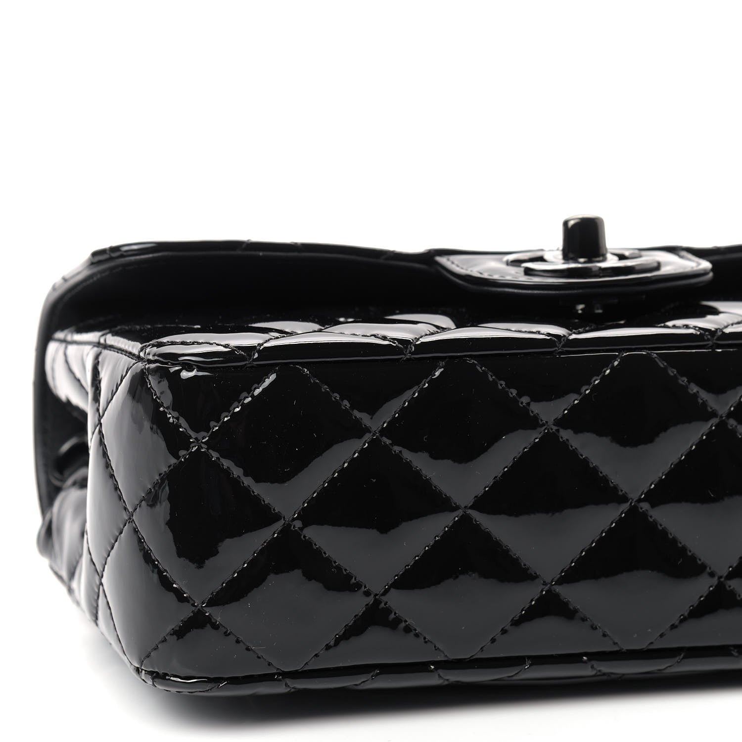 Chanel Patent Calfskin Quilted Mini Rectangular Flap So Black 5 of 8