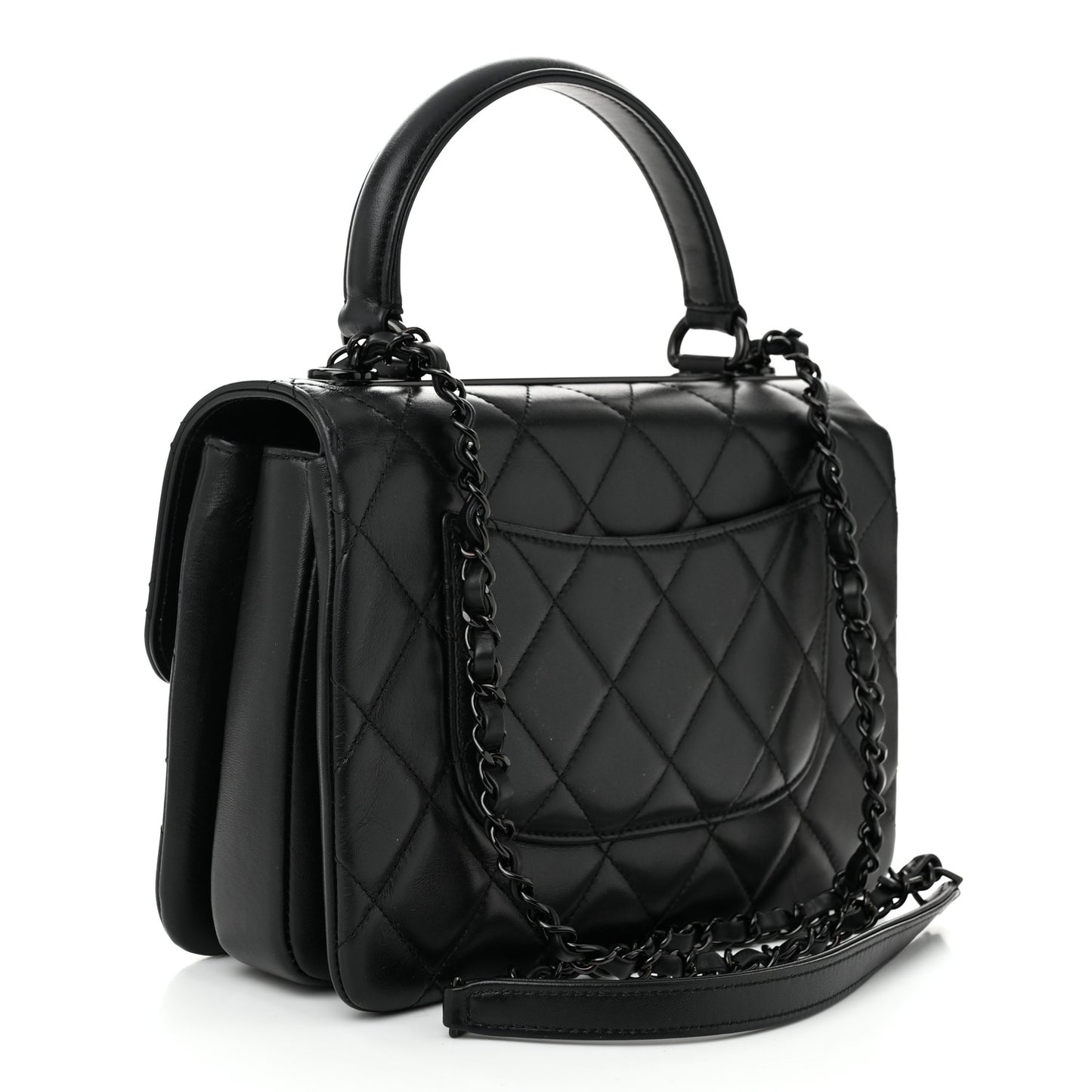 Lambskin Quilted Small Trendy CC Dual Handle Flap Bag So Black