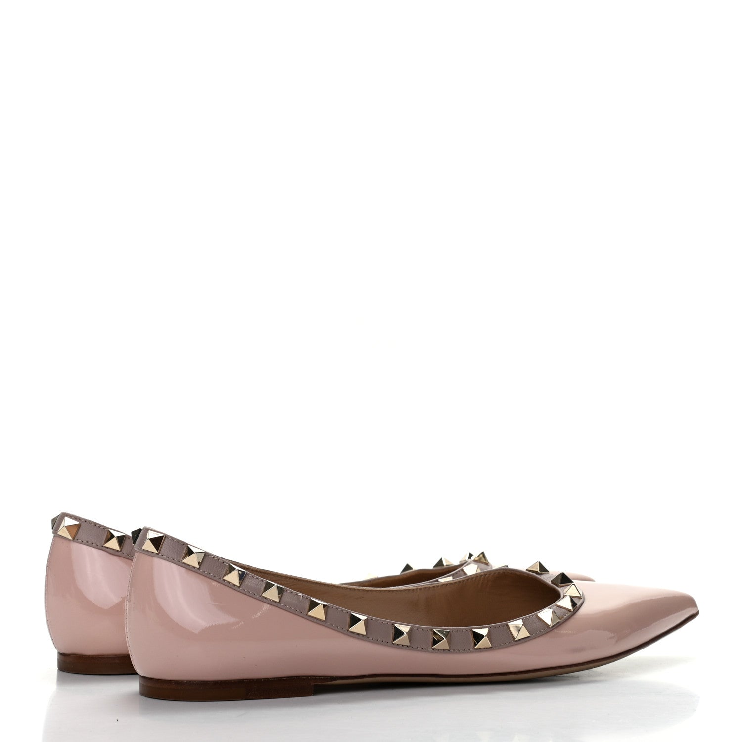 Valentino Garavani Patent Nappa Rockstud Ballerina Flats 38 Camel Rose Poudre 4 of 11