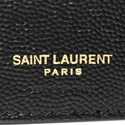 Saint Laurent Grain De Poudre Matelasse Chevron Monogram Compact Tri Fold Wallet Black 6 of 8