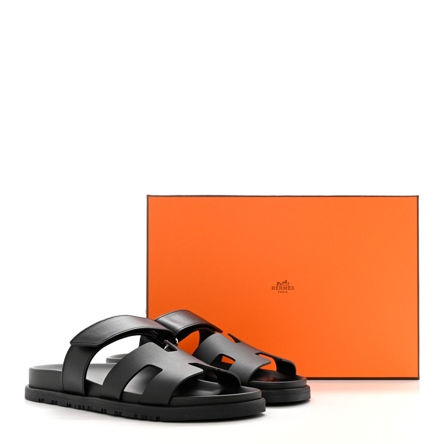 Hermes Calfskin Womens Chypre Sandals 37 Black 9 of 9