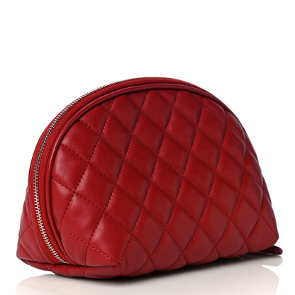Chanel Lambskin Quilted Cosmetic Case Red 3 of 12
