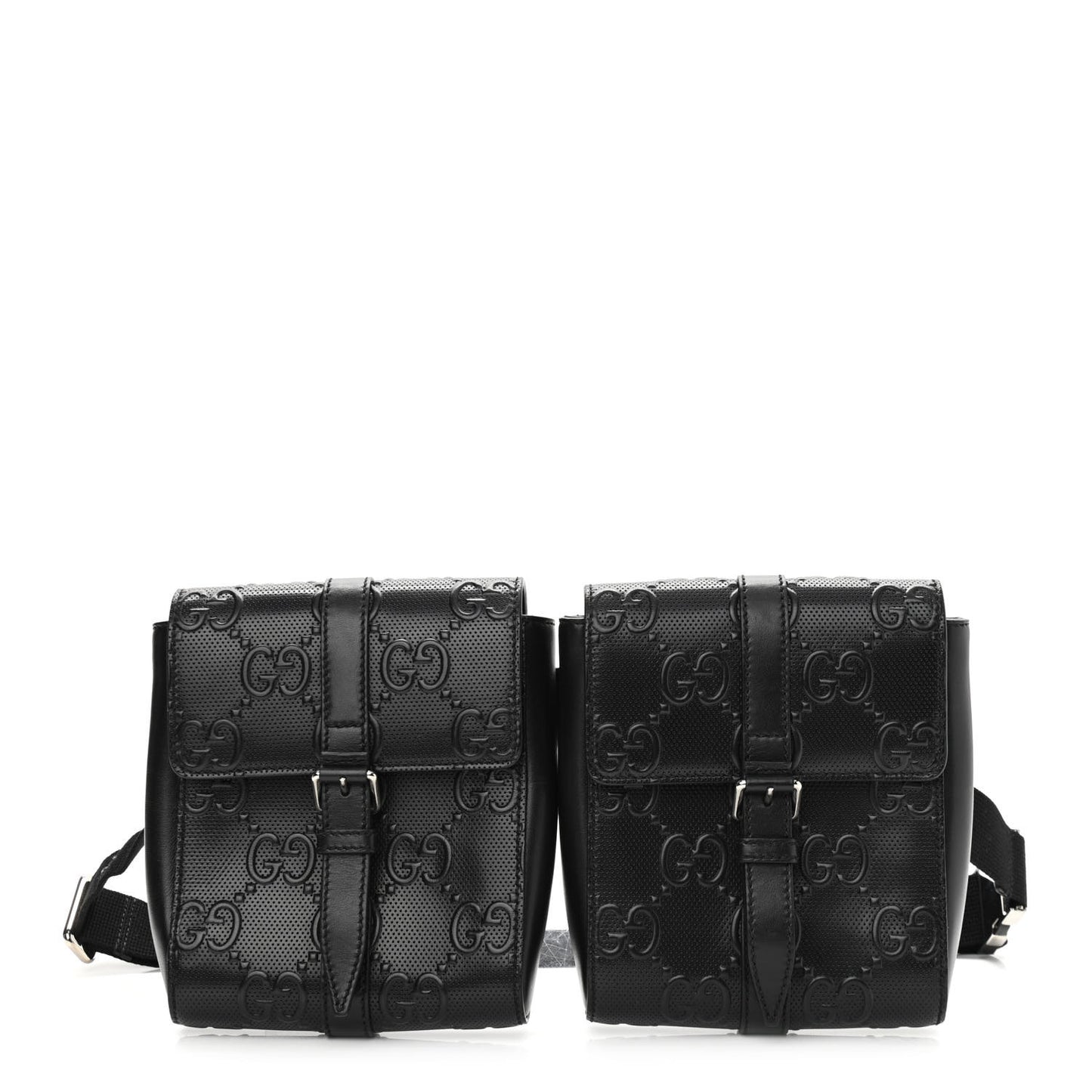 Calfskin GG Tennis Embossed 2 Detachable Pouch Belt Bag Black