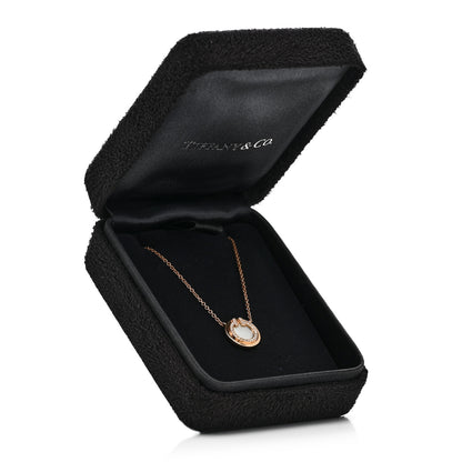 Tiffany 18K Rose Gold Diamond Mother of Pearl Small T Circle Pendant Necklace 6 of 6