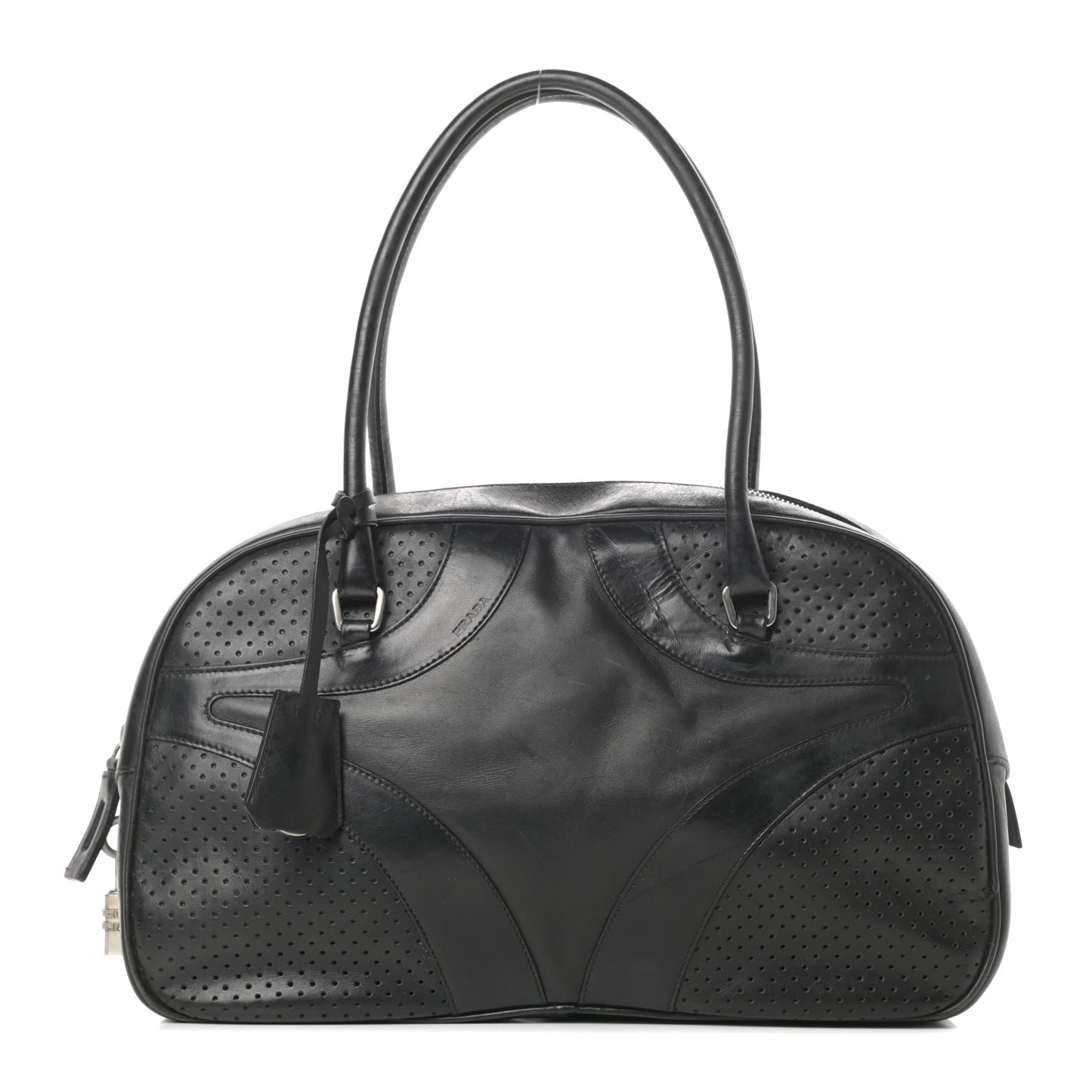 Vitello Drive Perforated Bowling Bag Black